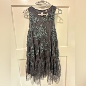 Anthropologie Kids Dress in Gray with Blue Accents